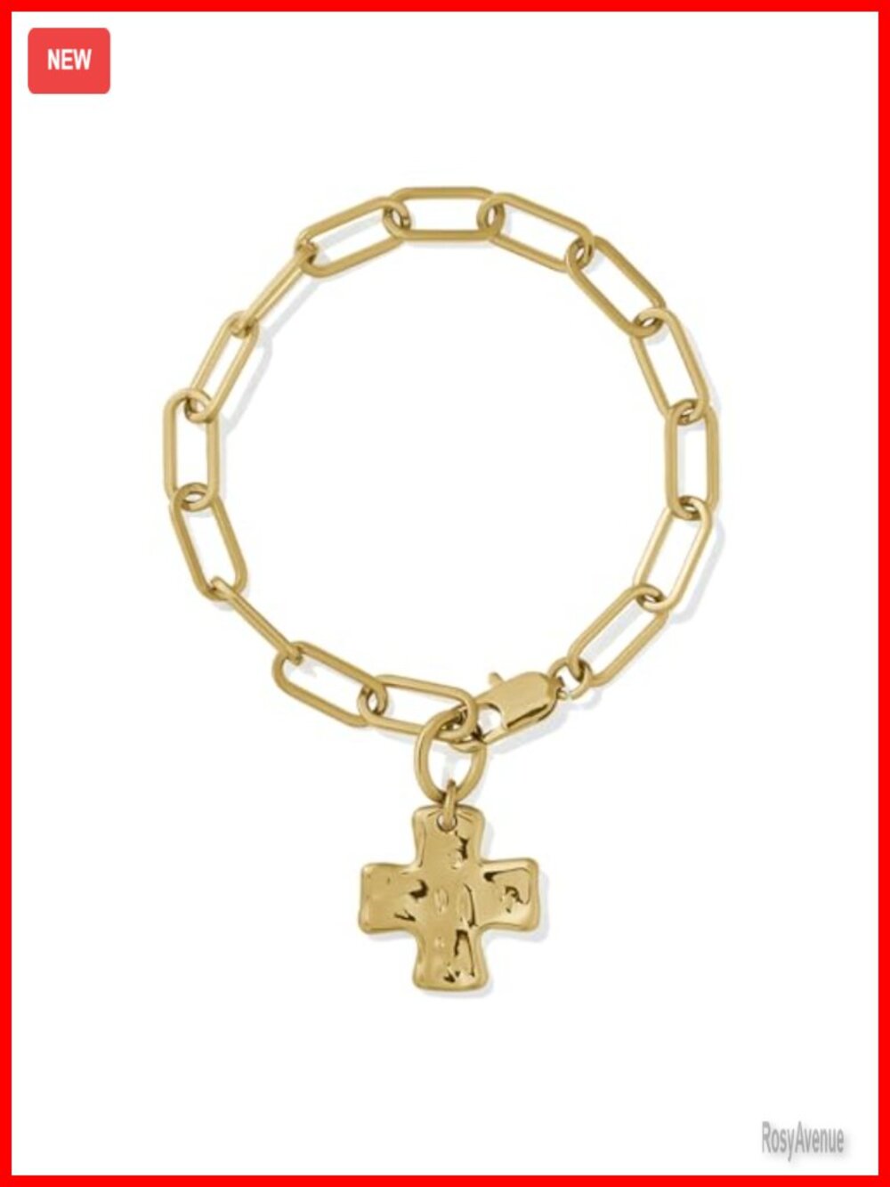Waterproof PVD Coated Brass Chunky Cross Chain Bracelet 7.5 Inch